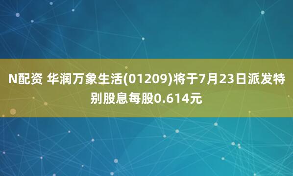 N配资 华润万象生活(01209)将于7月23日派发特别股息每股0.614元